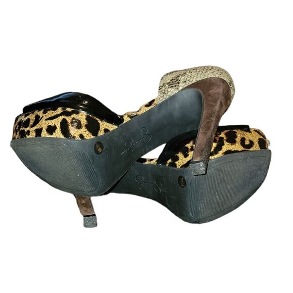 Jessica Simpson Bede2 Snake Leopard Black Colorblock Platform Heels 8 - Picture 11 of 11
